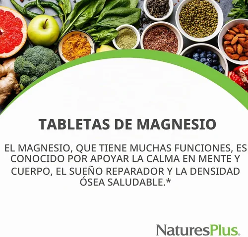 Vista 3 de NaturesPlus Magnesio - 200 mg, 180 Tabletas - Vegetariano, Sin Gluten - 180 Porciones