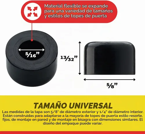 Vista 3 de Puntas de repuesto de goma prémium para tope de puerta, parachoques de puerta, tapas de bisagra de resorte para protección de pared y piso