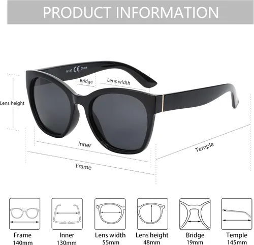 Vista 5 de ZENOTTIC Cateye - Gafas de sol polarizadas para mujer, gafas de sol de gran tamaño, protección UV400, estilo retro