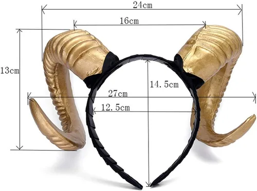 Vista 7 de Qhome - Diadema gótica de cuerno de oveja punk, diseño de animales del bosque, fotografía, cosplay, accesorios para fotos steampunk
