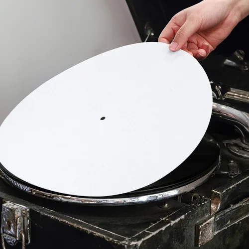 Vista 3 de Alfombrilla giratoria blanca para tocadiscos de vinilo de 12 pulgadas: alfombrilla antiestática para tocadiscos – Alfombrilla antideslizante