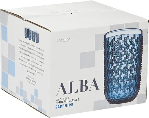 Vista 2 de Godinger Vasos Highball Vaso para bebidas Alba Azul – Juego de 4