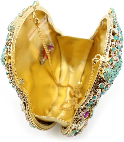 Vista 5 de UMREN Lindo bolso de mano de búho para mujer, bolso de noche de cristal, bolso de lujo con diamantes de imitación para boda y fiesta