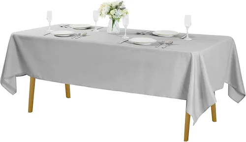 Vista 46 de Mantel rectangular de tela de poliéster lavable de 60 x 120 pulgadas, para decoración de bodas, fiestas, comedores, banquetes