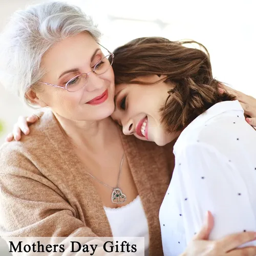 Vista 8 de Iefil Regalos de árbol de la vida para mujer, plata de ley 925, collar de piedra natal del árbol de la vida, regalo de aniversario, día de San
