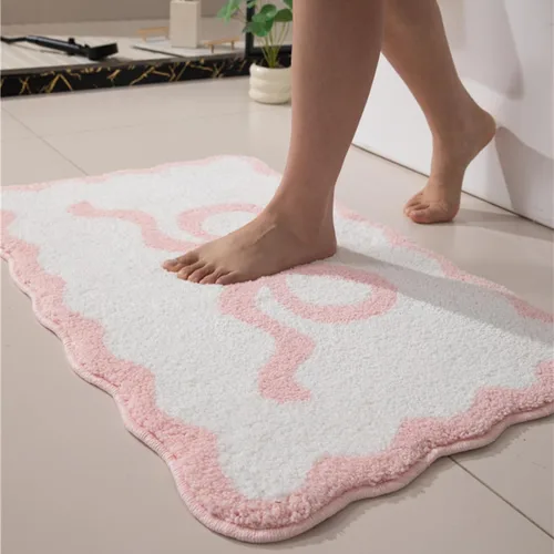 Vista 15 de Tapete de baño festoneado negro de 26 x 18 pulgadas, tapetes de baño suaves y absorbentes, lavables a máquina, de microfibra, para bañeras, lavabos