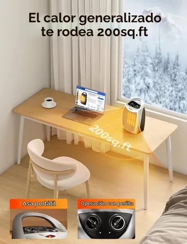 Vista 4 de Electactic - Calentador de espacio portátil de cerámica con termostato, ventilador de 1500 W para interiores con protección contra