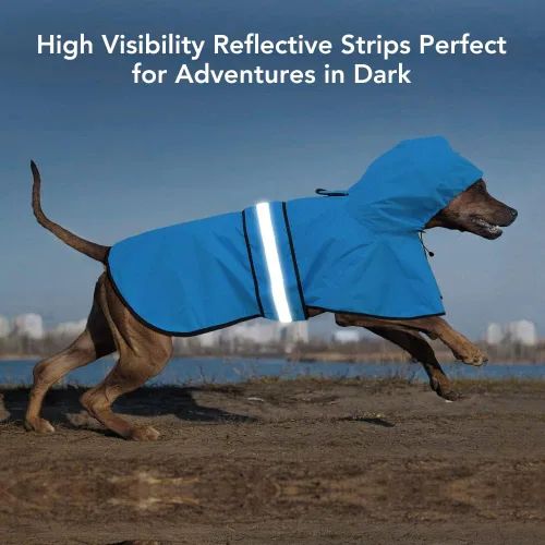Vista 3 de Impermeables Reflectantes Impermeables para Perros - Chaqueta de Lluvia Ajustable para Cachorros, Chubasqueros Ligeros con Capucha para Perros
