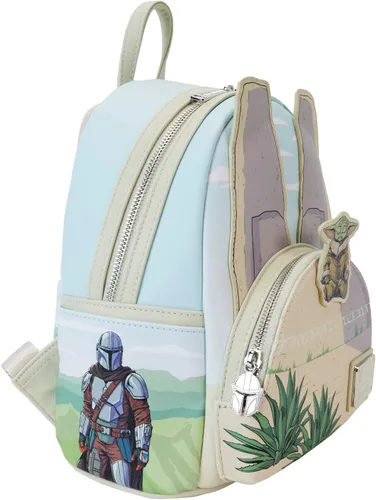 Vista 3 de Loungefly The Mandalorian Grogu Stone - Mini-mochila que brilla en la oscuridad, exclusiva de Tienda