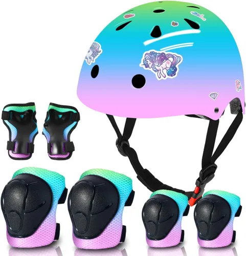 Vista 6 de Kids Bike Helmet and Pad Set for Girls Boys Ages 2-3-5-8-14, Adjustable Toddler Youth Helmet with Knee & Elbow Pads for Bicycle, Skating, Scooter