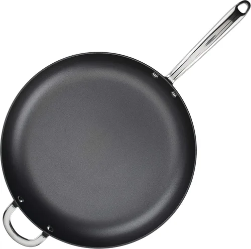 Vista 9 de Rachael Ray 80089 - Sartén antiadherente profesional con mango auxiliar y anodizado duro, 14 pulgadas - Gris