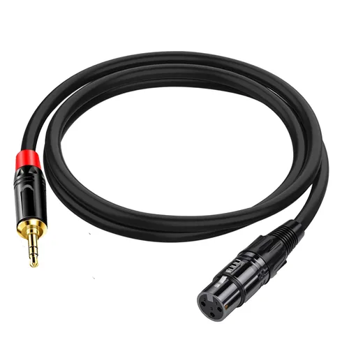 Vista 8 de Cable adaptador XLR a 0.138 in, doble XLR hembra a 0,3,5 in (1/8 pulgada) conector de cable divisor en Y para micrófono estéreo (3 pies) negro
