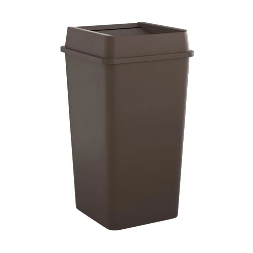 Vista 22 de Bote de basura comercial cuadrado beige de 19 galones para escuela, hotel, oficina, almacén, centro comercial, restaurante