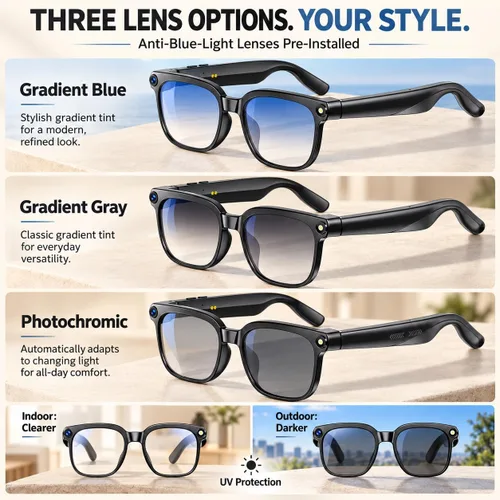 Vista 10 de GenXenon Gafas inteligentes AI con cámara, video 4K y traducción en tiempo Gafas de cámara negra