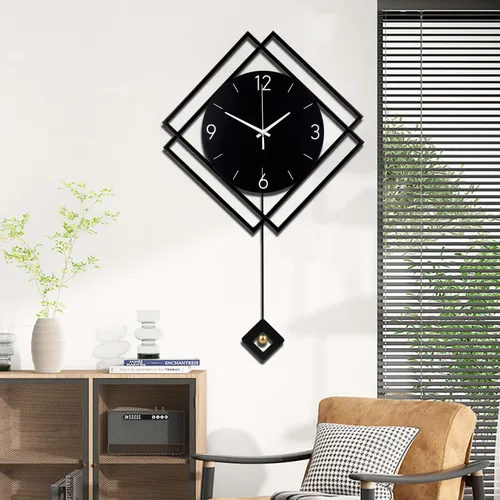Vista 6 de Reloj de pared con péndulo, silencioso de calidad de cuarzo operado con batería, relojes de pared grandes modernos para decoración de sala de estar