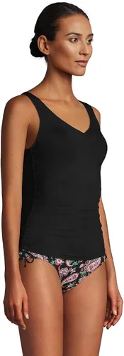 Vista 3 de Lands End Traje de baño tankini con cuello en V ajustable resistente al cloro para mujer tirantes ajustables
