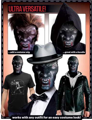 Vista 4 de Máscaras de Halloween para hombres Máscaras de cara completa para hombre, disfraz barato para adultos, disfraces de vampiro para adultos