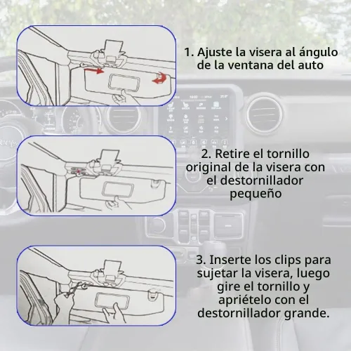 Vista 4 de Kit de reparación de visera solar para Jeep Wrangler, clips de visera solar resistentes para Jeep Gladiator, accesorios para visera