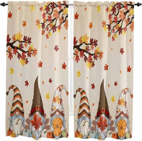 Vista 39 de Cenefas de Navidad de invierno para ventanas, cortinas de cocina con bolsillo para barra, cortinas con aislamiento térmico para ventana de baño