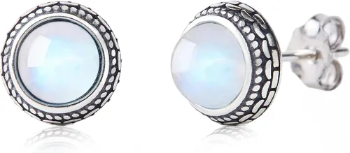 Vista 64 de Aretes de plata de ley con piedra natal de cristal real, joyería para mujer, moda occidental 925, envejecida, bohemia, hecha a mano, el mejor regalo