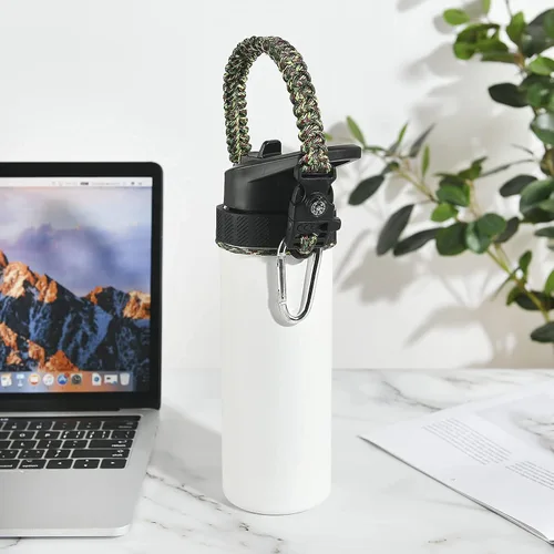 Vista 4 de Mango de cuerda de paracaídas para botella de agua Hydro Flask 2.0 de boca ancha y estándar, soportes de correa duraderos y cómodos
