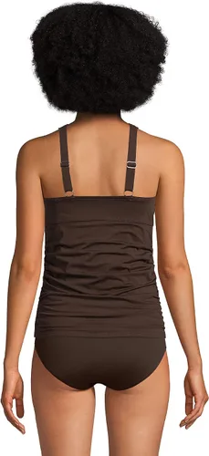 Vista 2 de Lands' End Traje de baño tankini resistente al cloro con cuello alto a un hombro para mujer