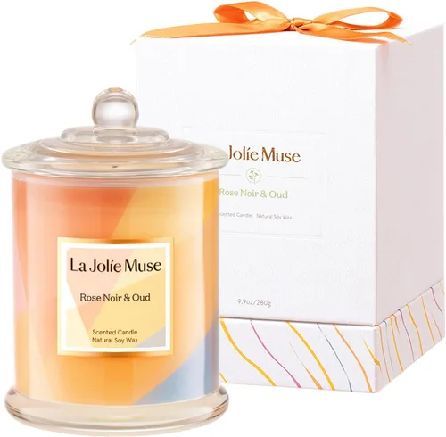 Vista 7 de LA JOLIE MUSE Starlit - Vela perfumada de abeto dorado, pino, cedro y bálsamo de abeto, 75 horas de combustión, cera de soja natural, vela