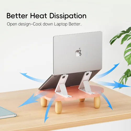 Vista 4 de AFOOYO - Soporte ajustable de madera para laptop, soporte de computadora ergonómico con ángulos de altura, soporte elevador en forma de nube