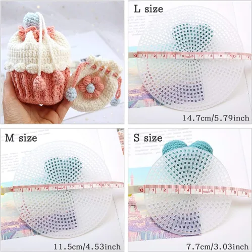Vista 7 de iSuperb Paquete de 30 láminas redondas de lona de plástico con forma de malla, para bordados, manualidades, hilo, tejido y proyectos de ganchillo