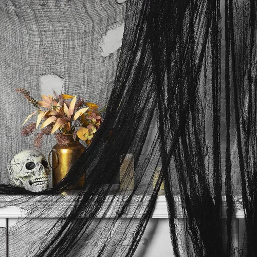 Vista 15 de Watayo Paquete de 8 paños espeluznantes de Halloween, tela espeluznante de 72 x 30 pulgadas, tela de araña elástica de Halloween, gasa espeluznante