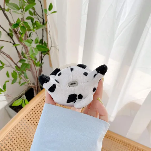 Vista 6 de Bonita funda de felpa suave de piel de vaca Moo de peluche con clip Keychian
