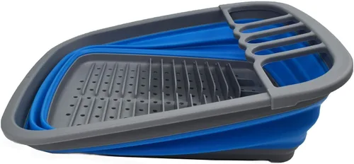Vista 4 de SAMMART Escurridor de platos de plástico plegable de 8 litros (2.11 galones), estante de secado plegable, organizador de vajilla portátil, ahorro