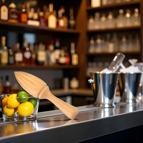 Vista 4 de Exprimidor de cítricos de madera, escariador manual de naranja limón con agarre ergonómico, herramienta exprimidora de frutas duradera