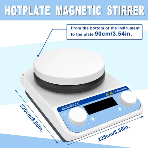 Vista 2 de Agitador magnético placa caliente 536 ℉, 50-1500 RPM agitador magnético con barra agitadora, placa caliente de laboratorio con sensor de sonda