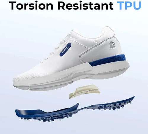 Vista 3 de FitVille Zapatos de golf anchos y extra anchos para hombre, zapatos de golf profesionales impermeables para exteriores para hombres