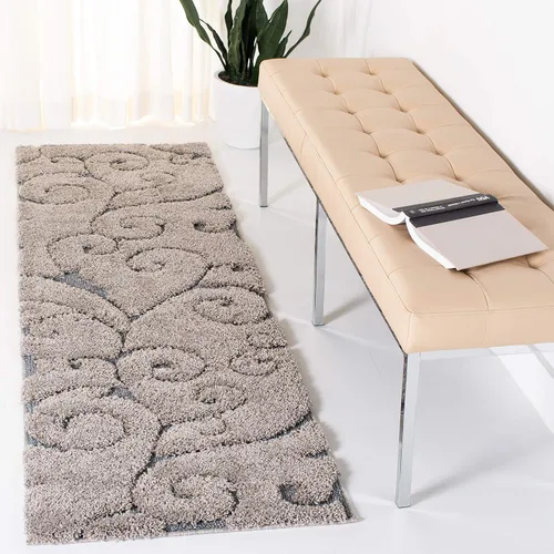 Vista 9 de SAFAVIEH Florida Shag Collection - Alfombra decorativa, 2 x 3 pies, color crema y beige, diseño de volutas, no desprende pelusa y fácil de limpiar
