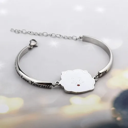 Vista 4 de MTYCTWED Love Yourself Pulsera Kpop Star Charm Pulsera de doble bucle regalo inspirador para amantes de la música, regalo de joyería para niñas
