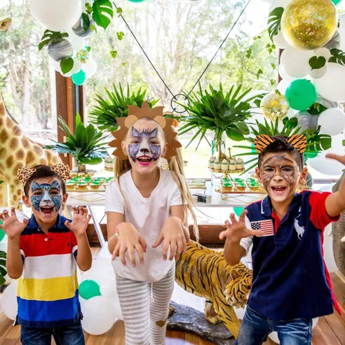 Vista 6 de CiyvoLyeen Diademas de orejas de animales, cumpleaños, selva, safari, zoológico, recuerdo de fiesta, mono rinoceronte, elefante, aro de pelo