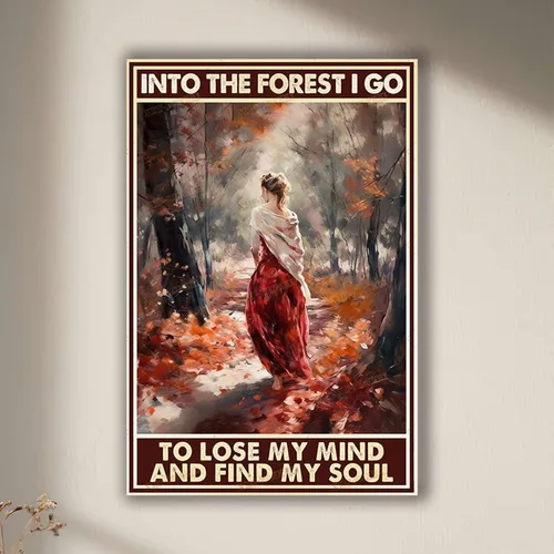 Vista 2 de TSEZLOJH Lienzo decorativo para pared con texto en inglés "Into The Forest I Go to Lose My Mind Find My Soul" para dormitorio, póster para oficina