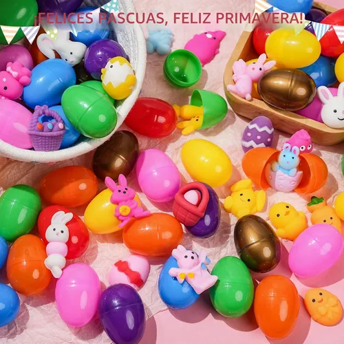 Vista 7 de 24 huevos de Pascua prellenados con juguetes esponjosos Mochi, huevos de plástico rellenos de Mochi Squishies para los sufrimientos de la cesta