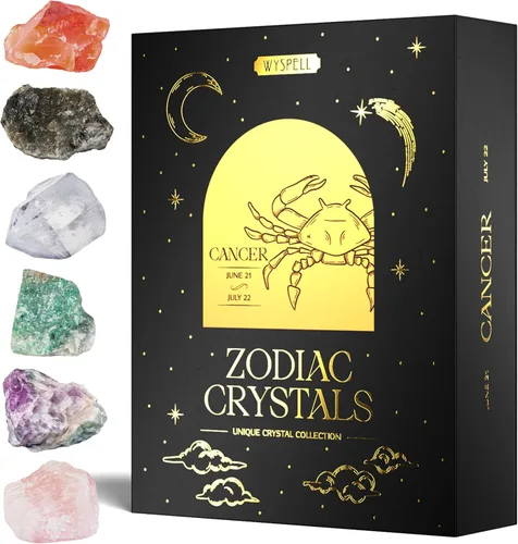 Vista 18 de Wyspell Juego de Cristales de Acuario – 6 Cristales de Acuario en Bruto y Piedras Curativas – Regalos de Acuario para Mujeres – Regalos