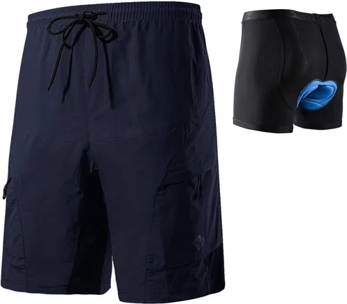 Vista 11 de Santic Coolmax - Pantalones cortos de ciclismo de montaña para hombre coolmax, ligeros Con calzoncillos acolchados-negro