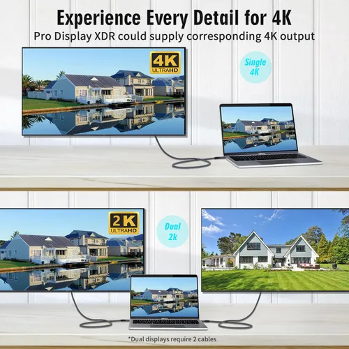 Vista 6 de Cable USB C 3.2 Gen 2X2 20Gbps, tipo C 4K a 60Hz UHD Video 5A/240W PD3.1 Carga rápida con E-Marker Compatible con Thunderbolt 3/4 MacBook Pro