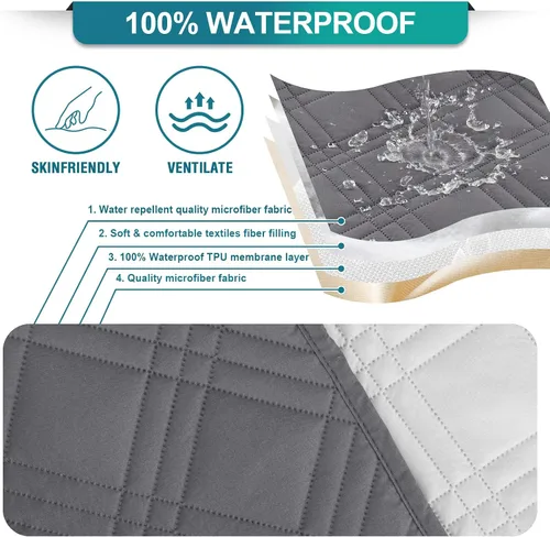 Vista 3 de Turquoize Fundas impermeables para reposabrazos de sillas y sofás, 2 unidades, protectores de brazo para sofá con bolsillo lateral, protector