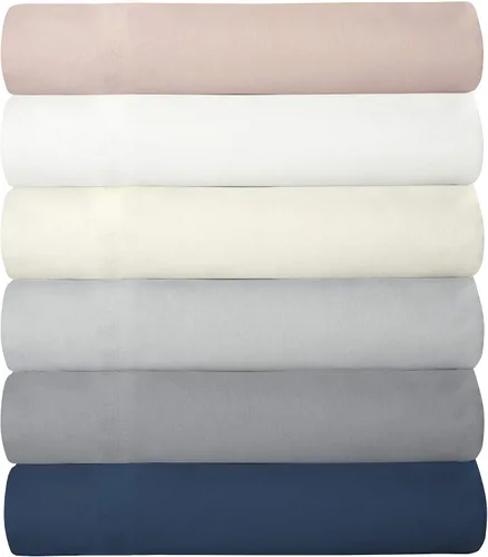 Vista 3 de ROYALE LINENS Soft Home - Juego de sábanas de percal cepillado ultrasuave, 100% algodón, 4 piezas, tamaño Queen, color blanco