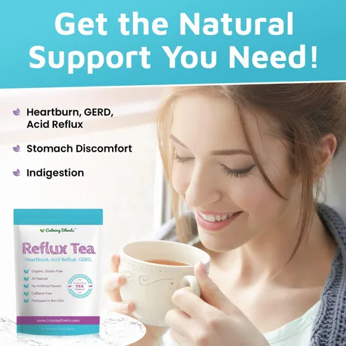Vista 4 de CALMING BLENDS Té de hojas sueltas de reflujo ácido Reflujo ácido, acidez estomacal e indigestión Sin cafeína 36 tazas