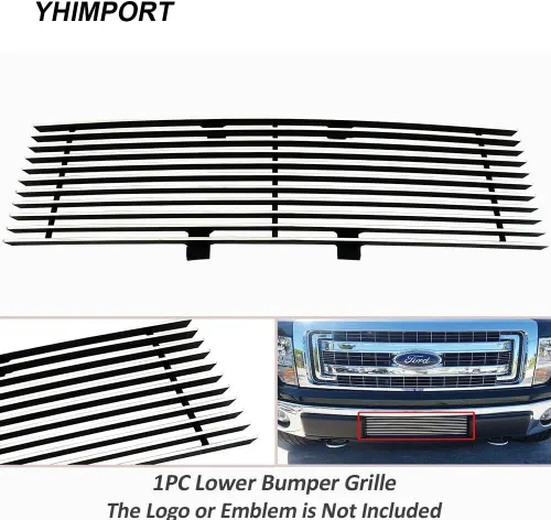 Vista 6 de Insertos de parrilla compatibles con parrilla frontal de aluminio sólido F150 2009-2014 (cromado)
