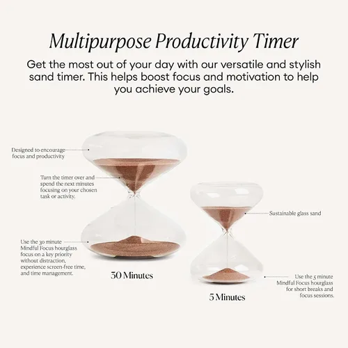 Vista 3 de Intelligent Change Mindful Focus - Temporizador de arena de reloj de arena de 5 minutos, temporizador de escritorio para productividad y gestión