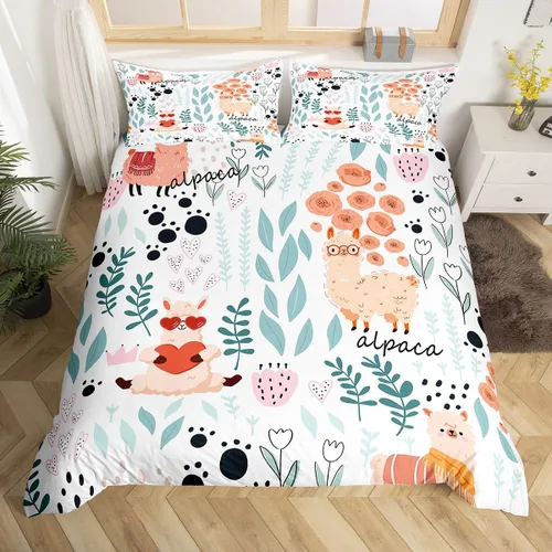 Vista 12 de Erosebridal Juego de ropa de cama individual de animales de la selva para niñas y niños, funda de edredón de elefante oso, tigre, león, safari