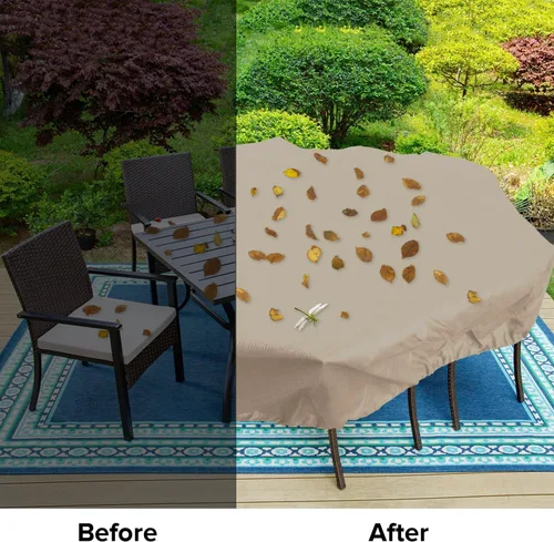 Vista 60 de Fundas para muebles de patio, impermeables, resistentes a los rayos UV, resistentes a los rayos UV, para exteriores, mesa redonda y rectangular